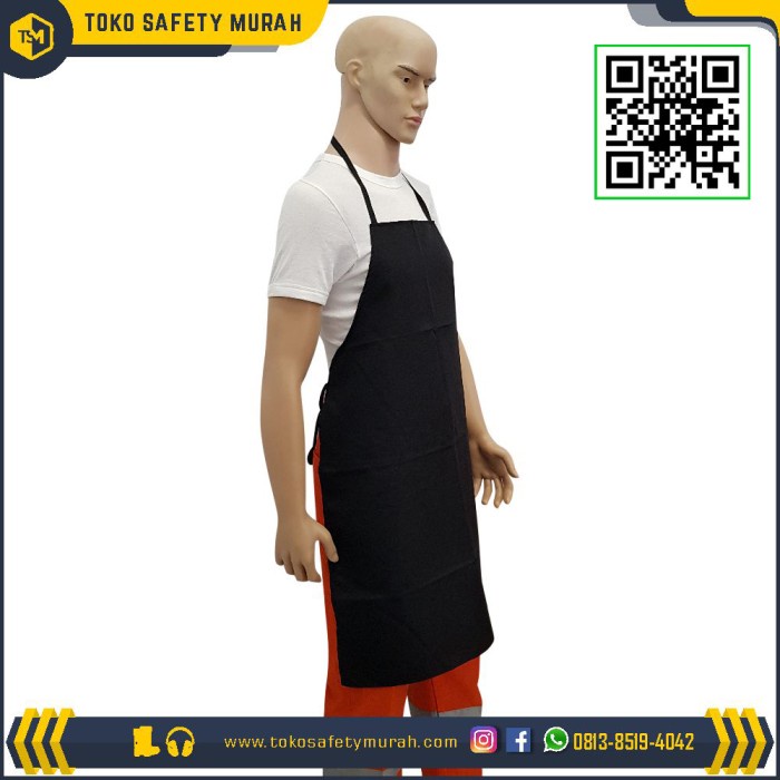 Apron Drill Warna Hitam Polos Murah Celemek Kain Celemek Masak Koki