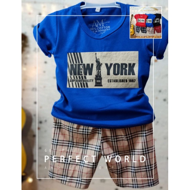 Setelan anak laki-laki&quot;NEW YORK&quot; Size 1-5th bahan Ducati Katun Spandek Premium