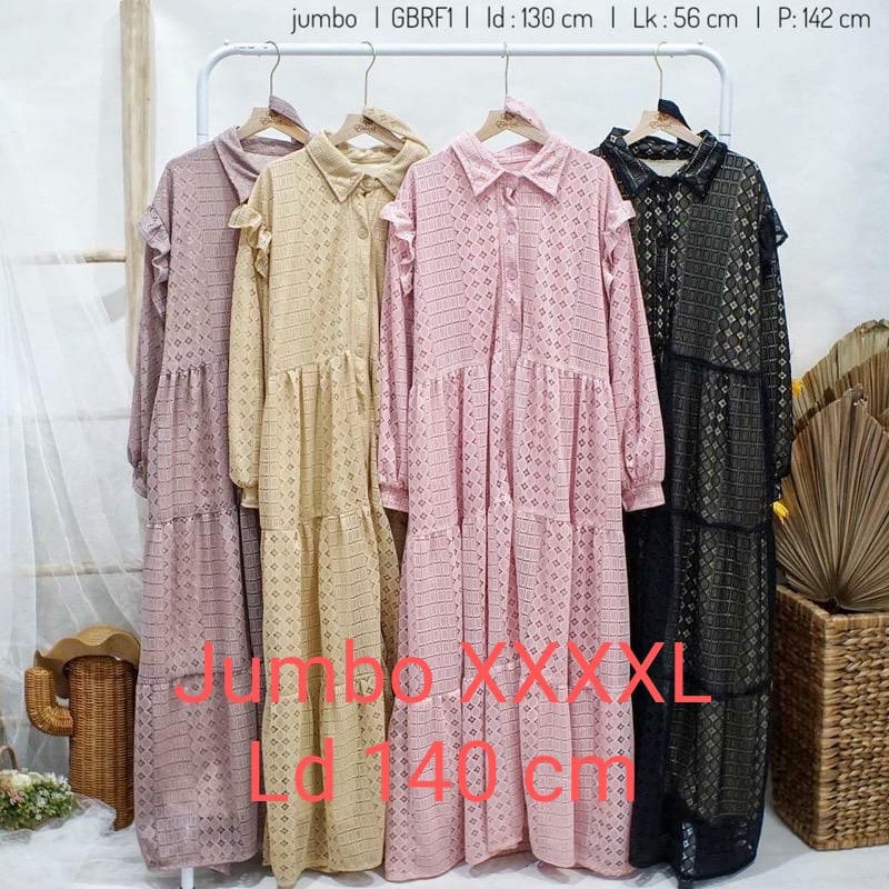 GAMIS Ozias JUMBO LD 140 Gamis XXXXL 4XL / Gamis busui Brukat jumbo / Gamis Big size / Gamis Casual