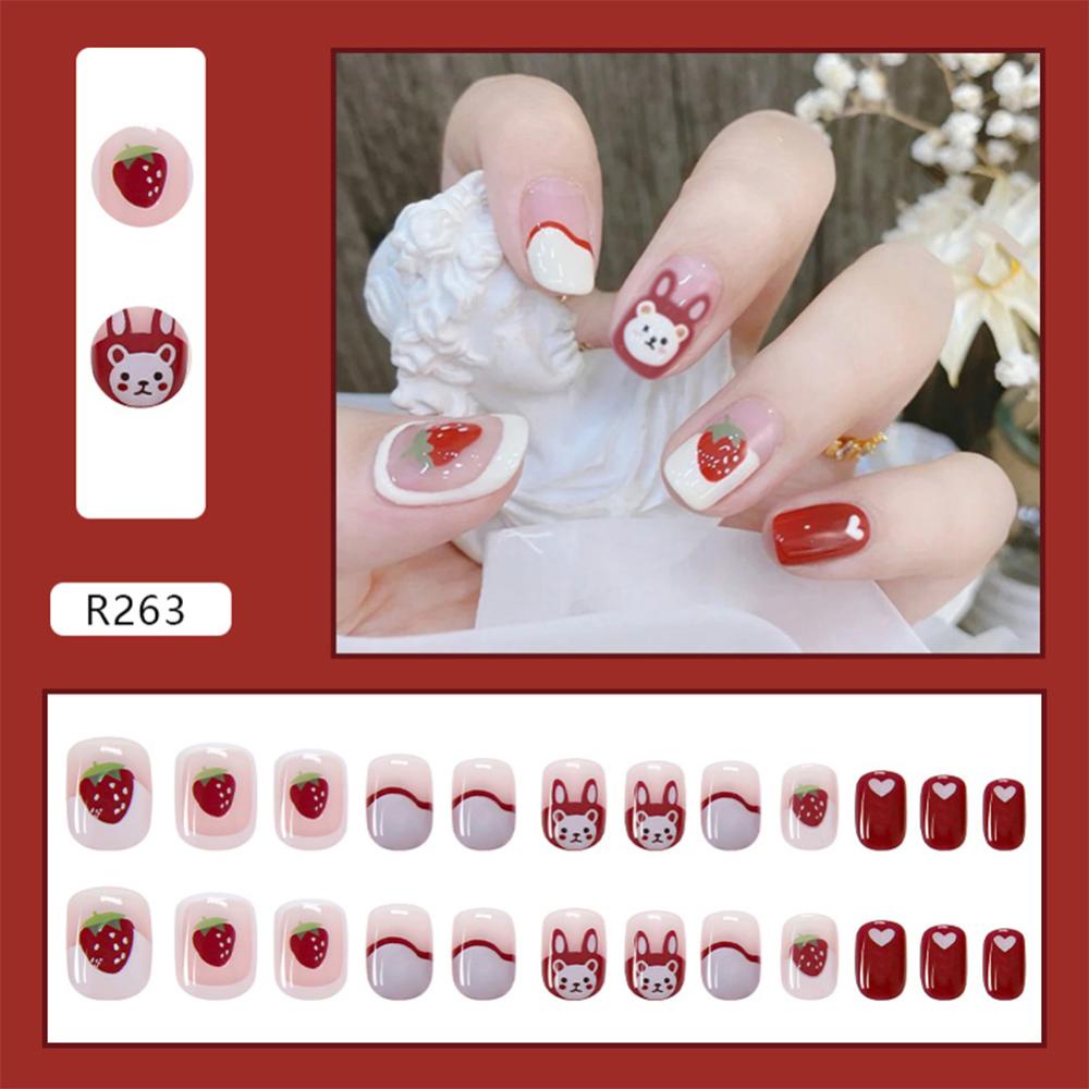 Timekey 24pcs / set Stiker Kuku Palsu Extension Removable Untuk Nail Art A8K9