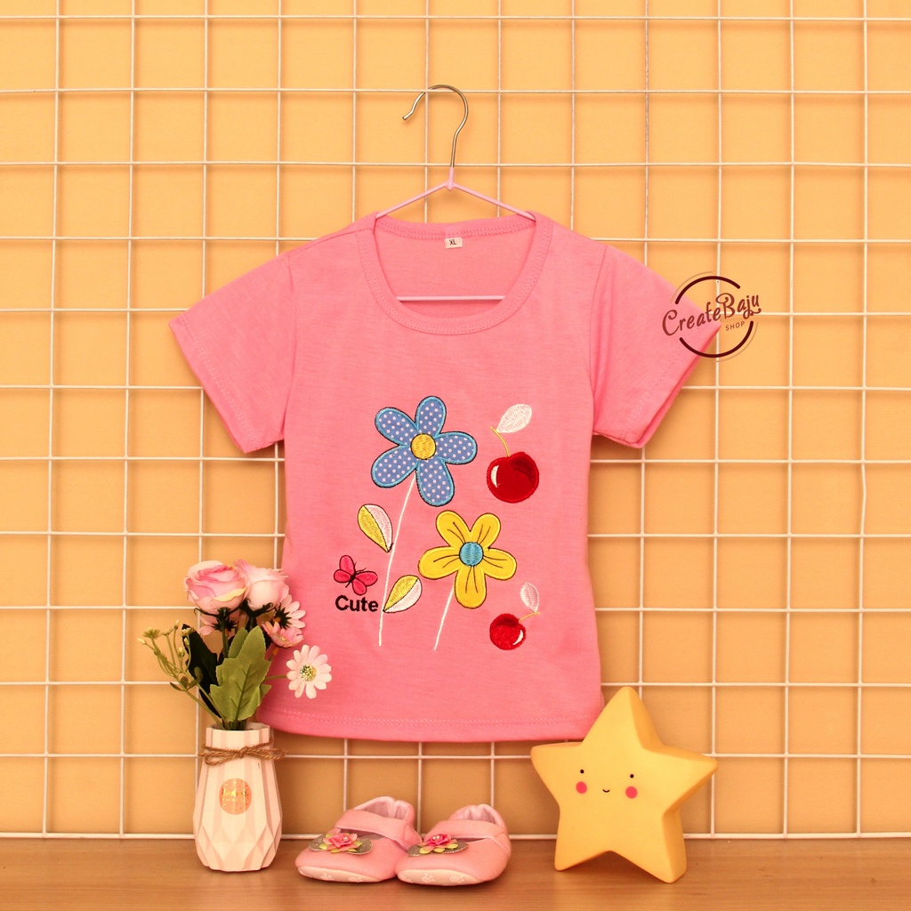 BAJU KAOS ANAK CEWEK 1-4 TAHUN FLOWER CUTE TERMURAH ATASAN ANAK CEWEK