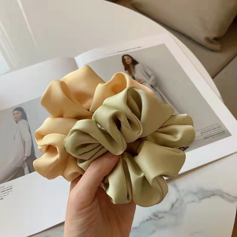 Ikat Rambut Srunchie Satin Polos Gaya Untuk Wanita / Ikat Rambut Hijab Satin