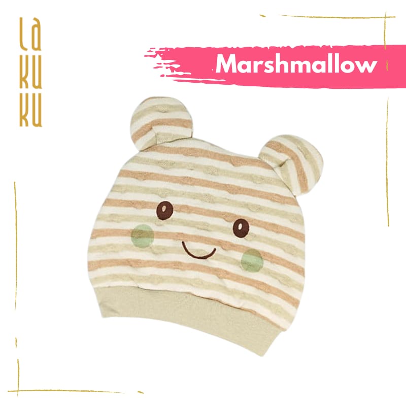 Topi Kupluk Anak Bayi Newborn 0-6 bulan Cotton, Nyaman dan Lucu-Marshmallow