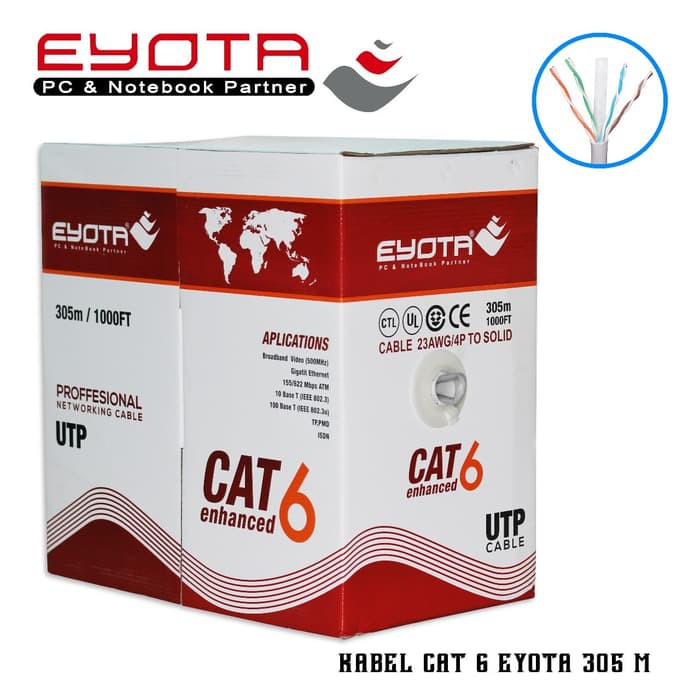 Kabel lan roll Eyota cat6 utp network 1Gbps 305m - Cable rj45 cat 6 ethernet 305 meter 1000ft