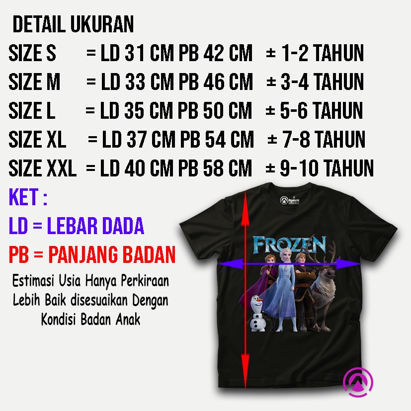 Baju Anak Kaos Atasan Anak Perempuan Motif Frozen