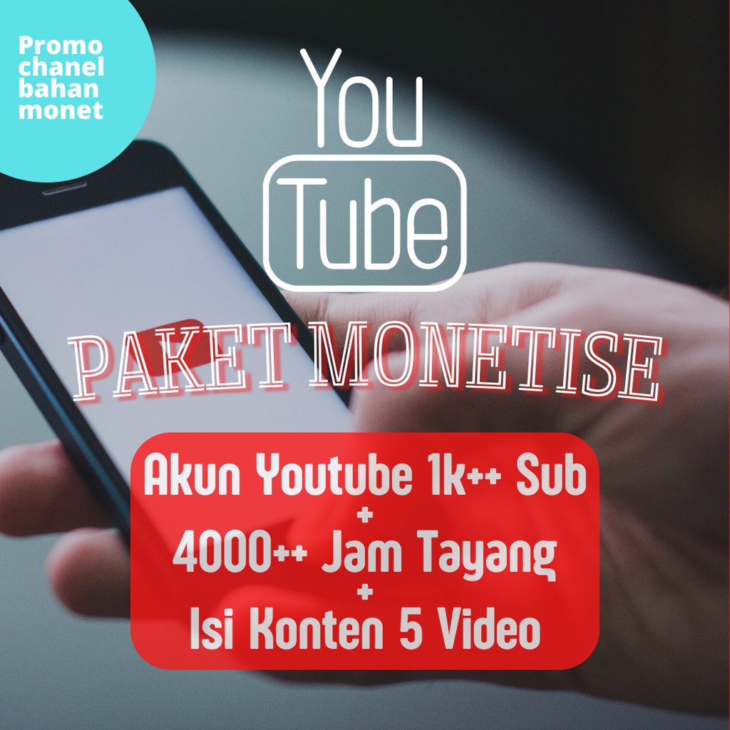 Akun youtube 1000 subscribe + 4000 jam tayang + 5 video - Paket monet