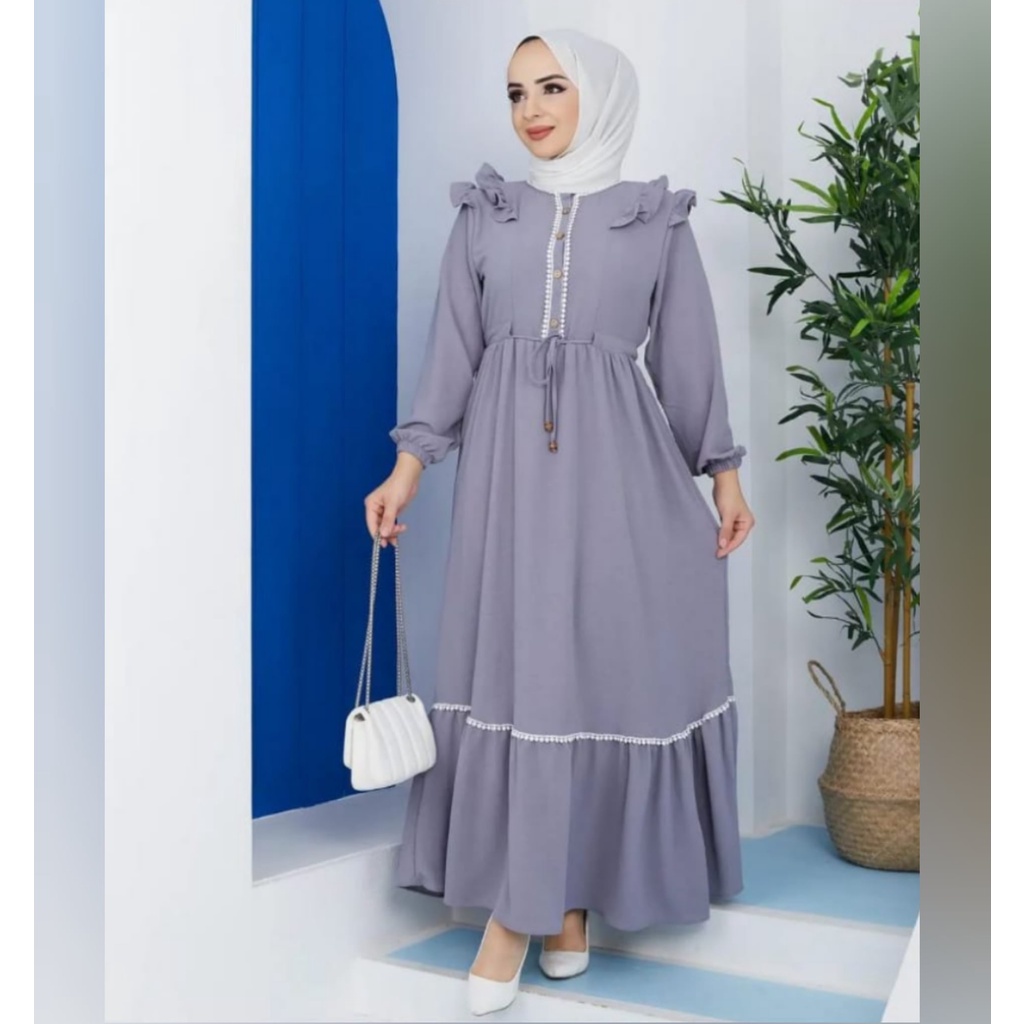 Baju Gamis Ceruty Babydoll Melissa Dress Busui Friendly Gamis Kondangan Modern Baju Wanita Jumbo Fashion Muslim