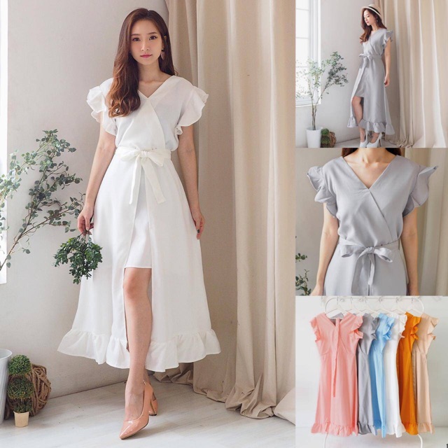 Daisy Ruffle Dress /Baju Terusan Wanita Renda Rok Pendek dan Panjang Polos/ Dress Panjang