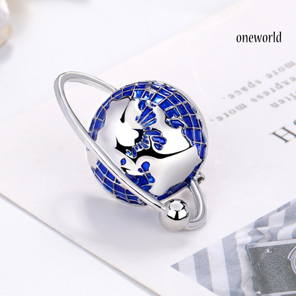 OW@ Fashion Unisex Globe Alloy Enamel Brooch Pin Badge Lapel Denim Jacket Decor