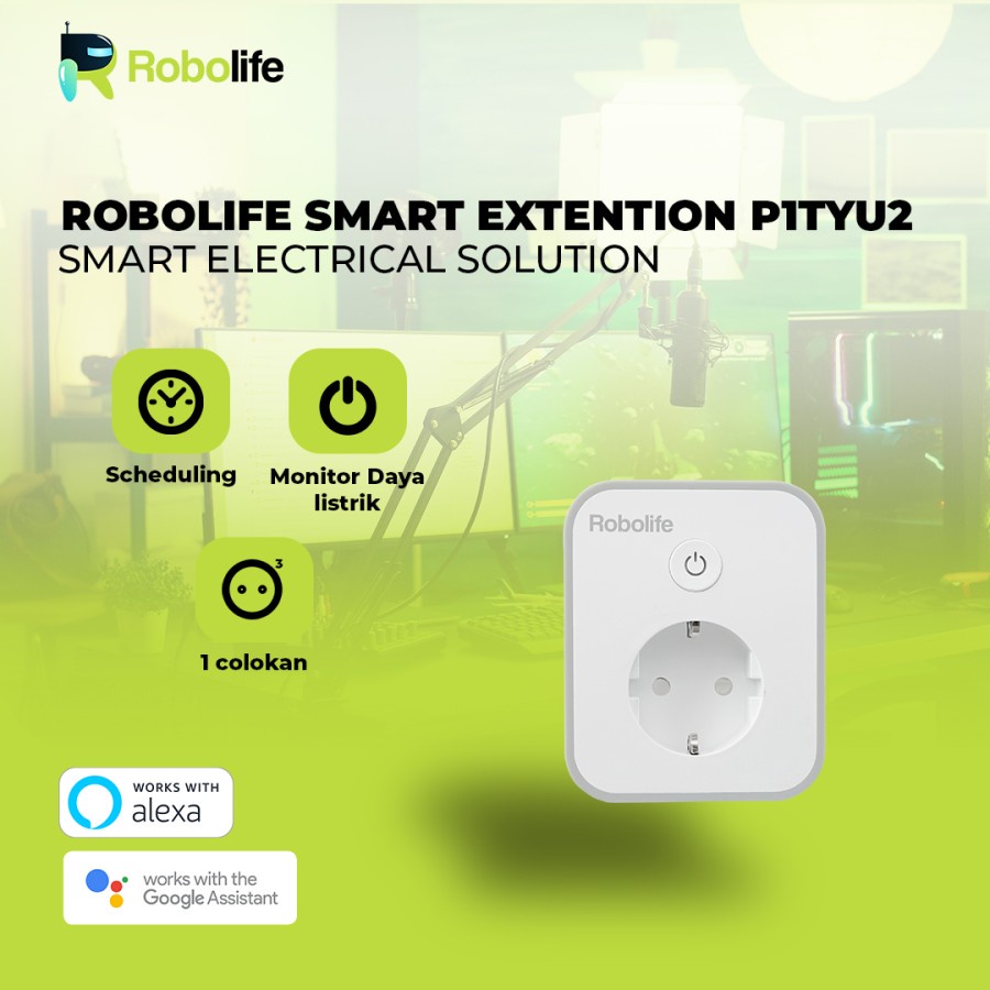 Robolife Smart Plug P1TYU2 + Monitor Listrik (1 Colokan)