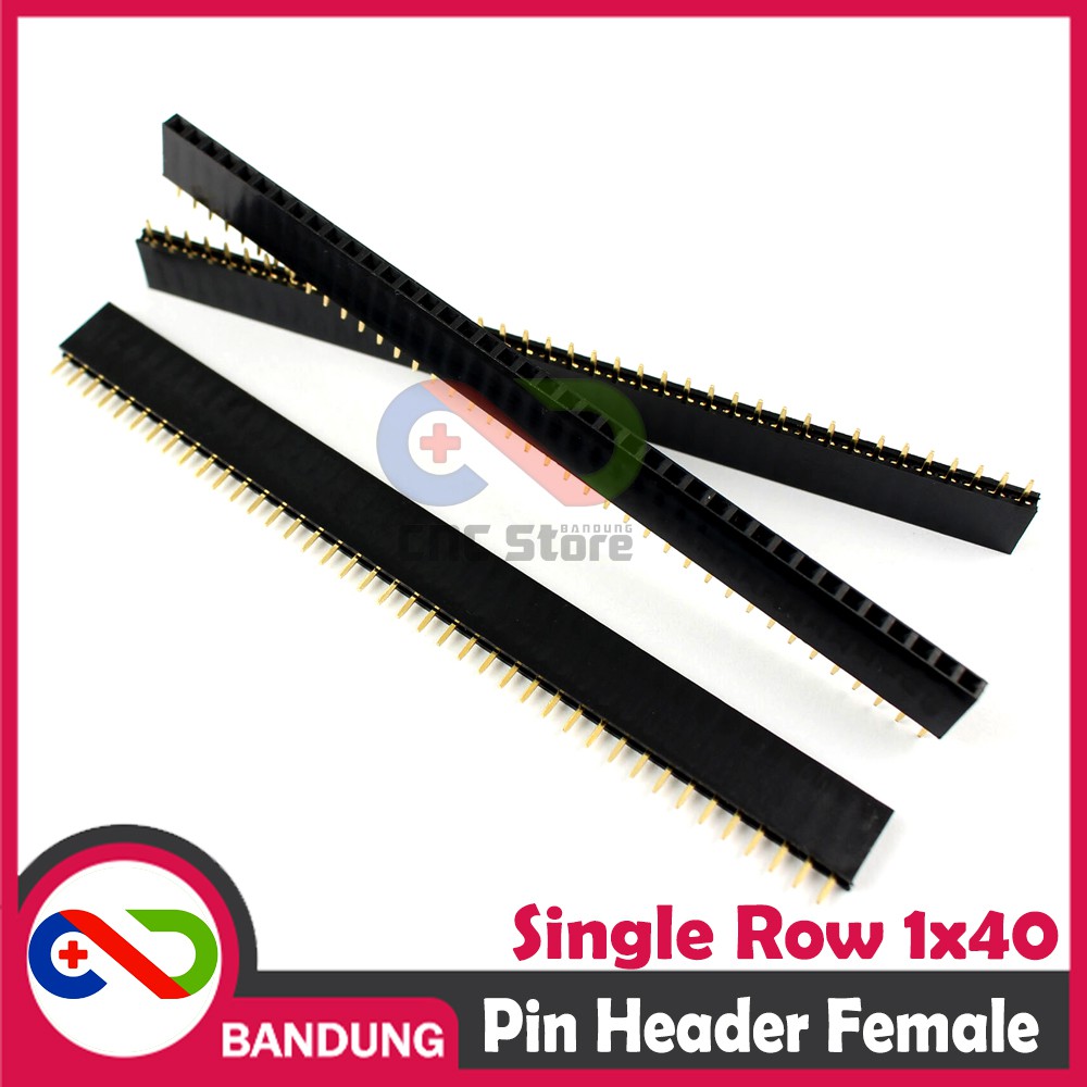 PIN HEADER FEMALE STRIP SINGLE ROW 1X40 2.54MM BLACK HITAM