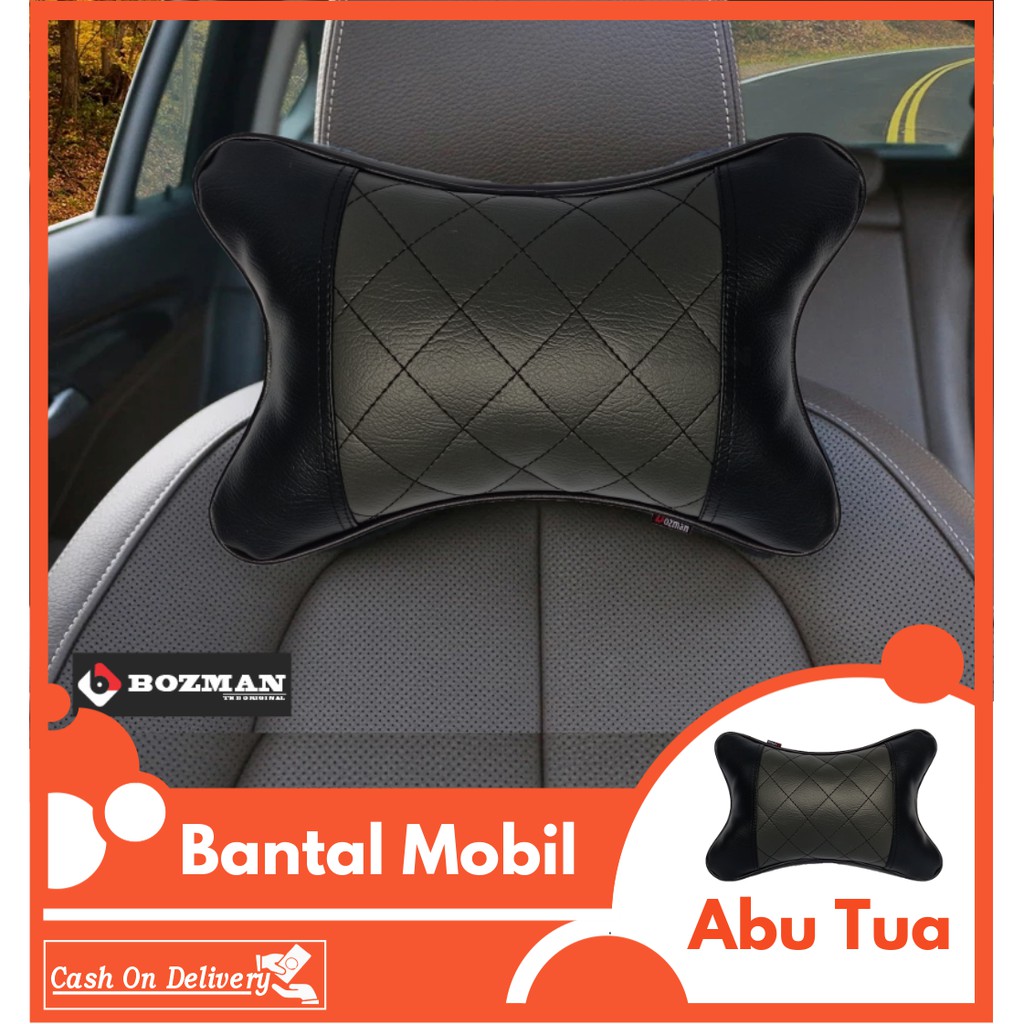 Bantal Mobil Kulit Sintetis Premium/Headrest Mobil