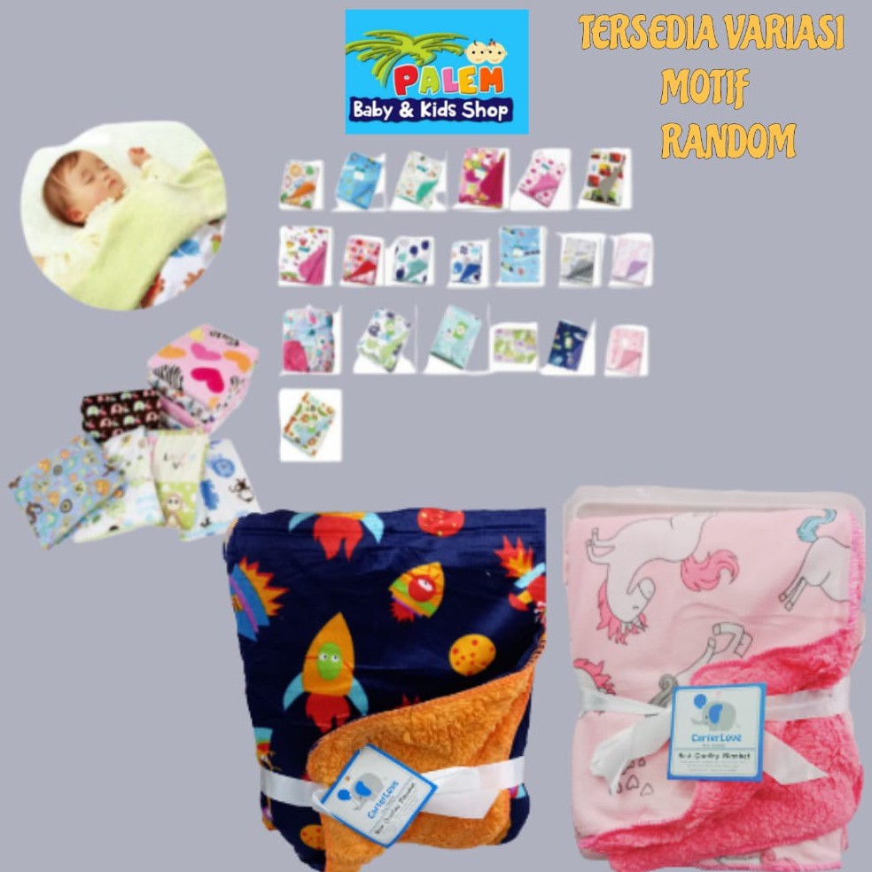 Selimut Bayi Bulu Halus double fleece motif menarik termurah 8323