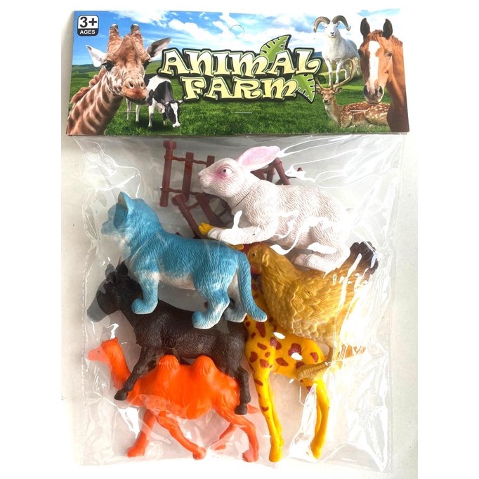 MAINAN BINATANG KARET ANIMAL FARM HEWAN 6 PCS