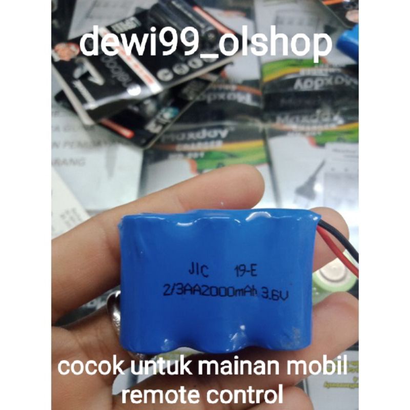 Baterai Cas Rakit 2/3 AA ni.cd 2000mah buat mainan mobil remot kontrol 3.6v