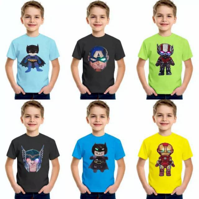  KAOS  LED SUPERHERO ATASAN ANAK  NYALA  BAJU ANAK  NYALA  