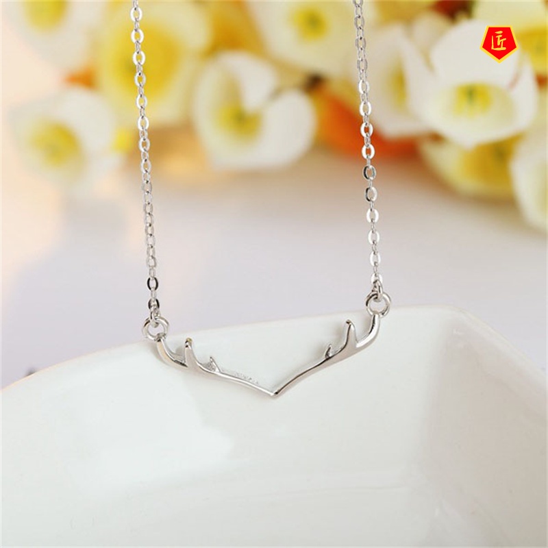 [Ready Stock]Simple Silver Elk Necklace Korean Style Fashion Special-Interest