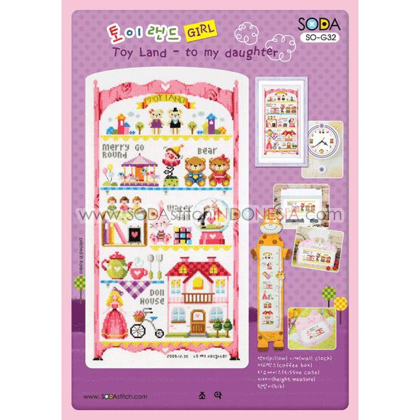 Paket DIY Craft Sulam Kristik Strimin Cross Stitch Sodastitch SO-G32 - Toy Land To My Daughter Girl
