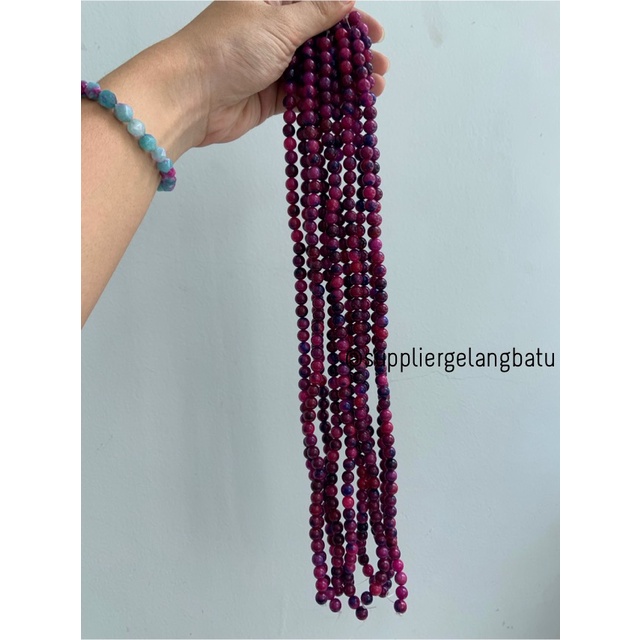 bahan batu import pink cloisonne 8mm round stone natural akik rangkai bahan kalung gelang anting strap mask kerajinan tangan craft citayam fashion week etink vintage elegan bali manik crystal perhiasan