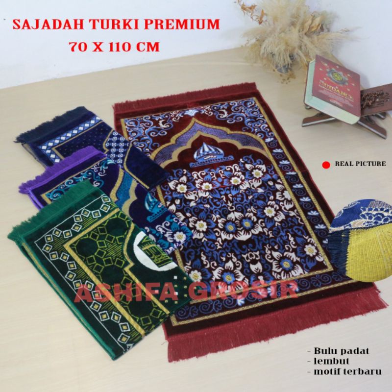 Sajadah Turkey Bulu kabir Premium Spiegel multi colour ukuran 110 x 70 cm