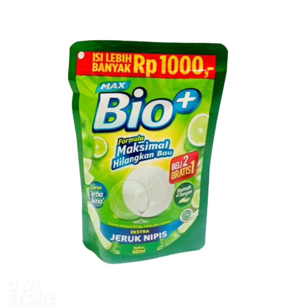 Max BIO+ Sabun Cuci Piring EXTRA Jeruk Nipis 60ML