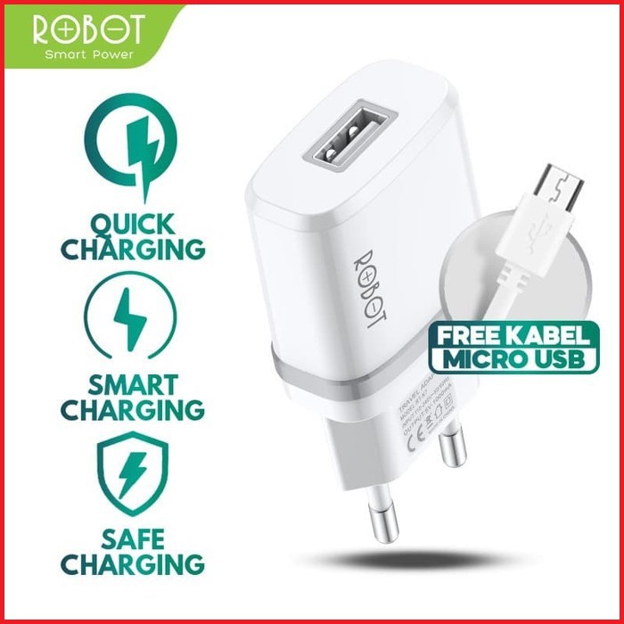 ROBOT RT-K7 ADAPTOR FAST CHARGING 1 PORT KEPALA CHARGER FREE MICRO USB