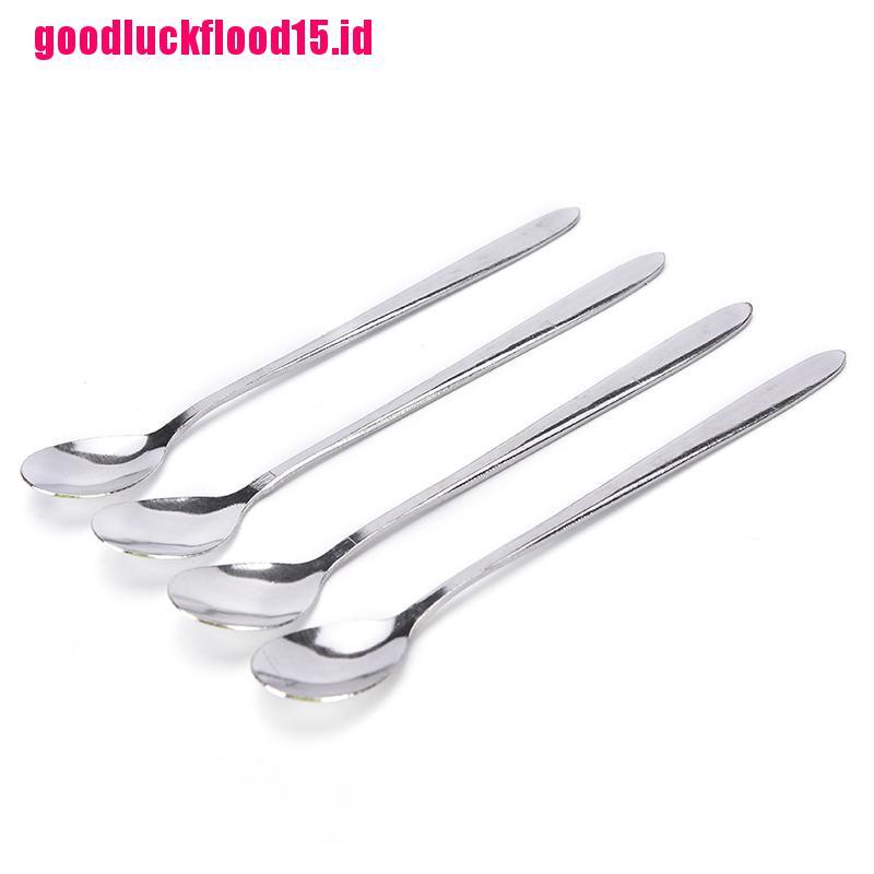 {LUCKID}16cm Long Handle Stainless Steel Tea Coffee Spoons Ice Cream Cutlery