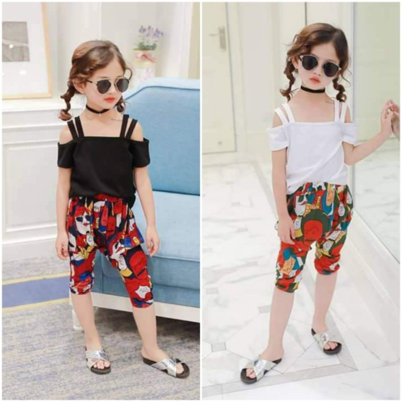 Baju Anak Cewek Cold Shoulder Sabrina Impor ukuran 2-8tahun