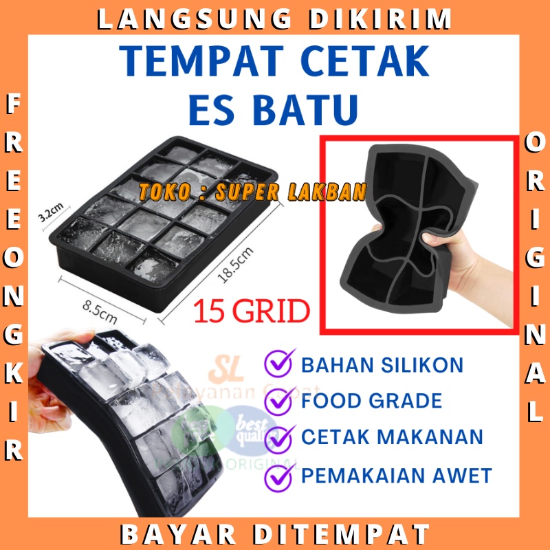 Tempat Cetak Es Batu Silikon Karet Anti Pecah 15 Lubang Box Ice Cube Silicone