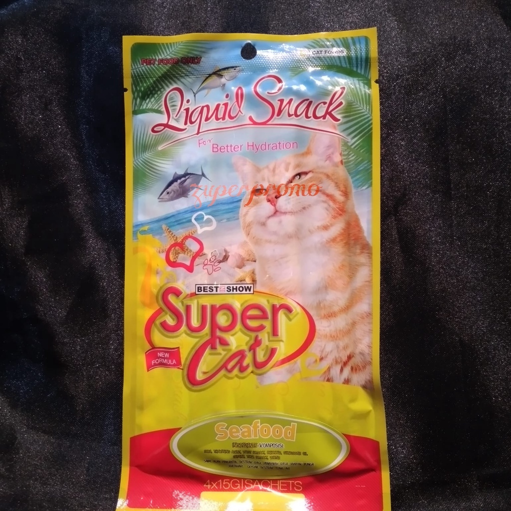 Supercat liquid Snack Kucing 4x15gr / Snack Treat Liquid / Snack Liquid