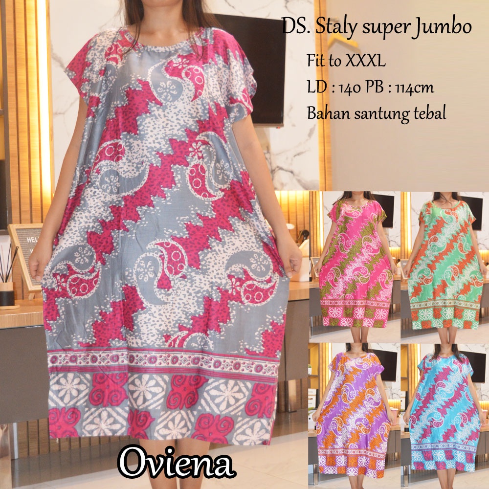 Daster super Jumbo staly LD 140 | 1kg muat 5pcs  | daster murah-Oviena