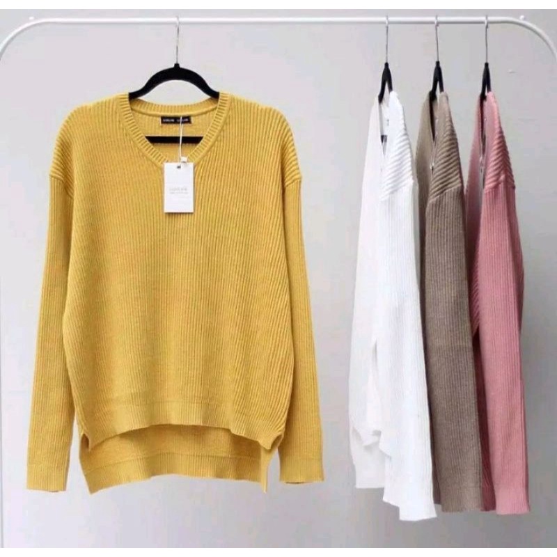 BOXY V-NECK VIONA/ATASAN RAJUT WANITA/BB,40-50-65,KG/SWEATER RAJUT KEKINIAN