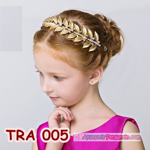 Tiara Rambut Pesta Emas Anak l Aksesoris Tiara Wedding Modern -TRA005