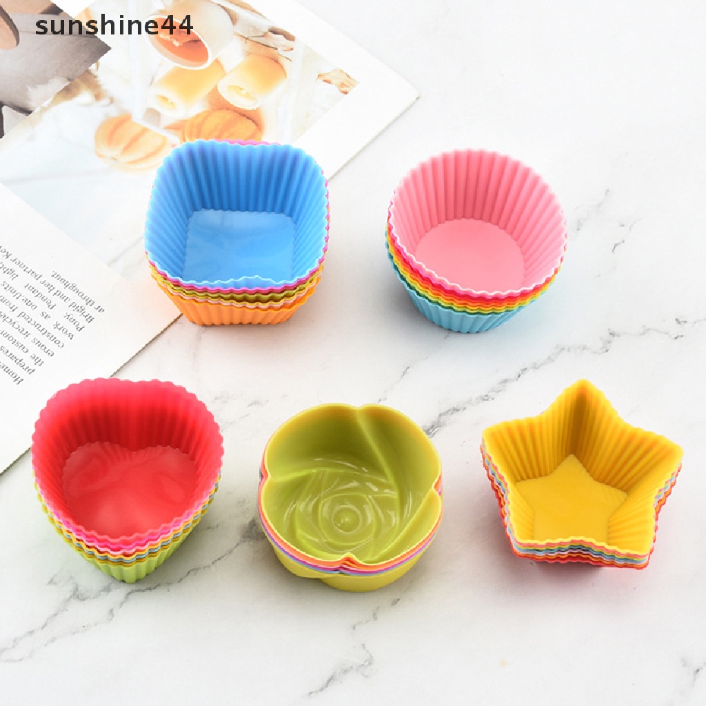 Sunshine 5Pcs/set Flower Silicone Cake Cup Cake Tool Bakeware Baking Silicone Mold 7cm .