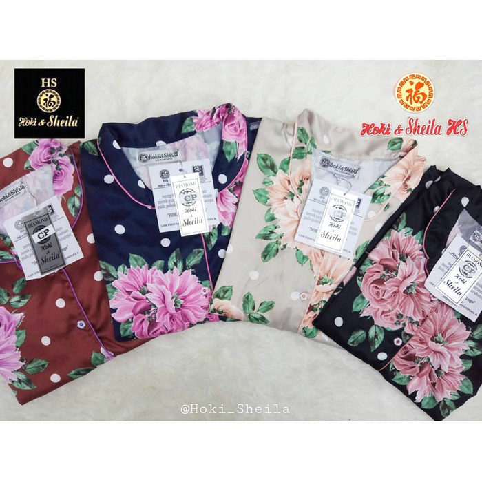 Promo Baju Tidur Piyama HOKI & SHEILA Diamond Silk Bagus