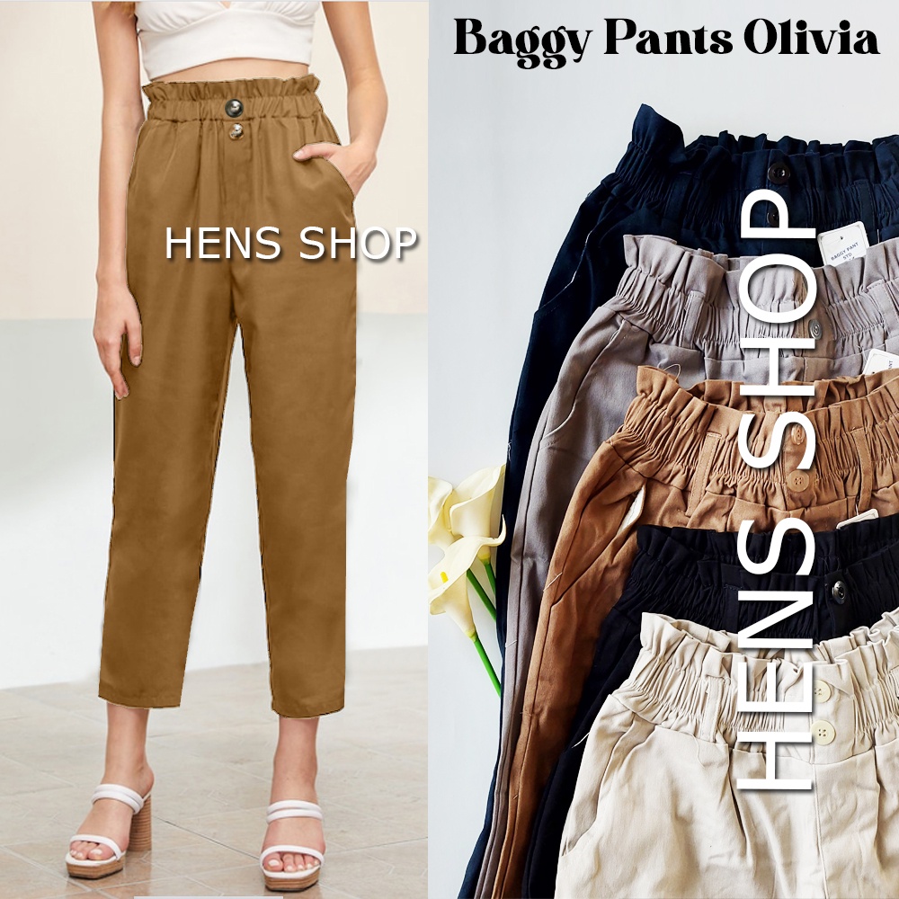 CELANA PANJANG BAGGY WANITA OLIVIA TWILL MELAR KEKINIAN JUMBO