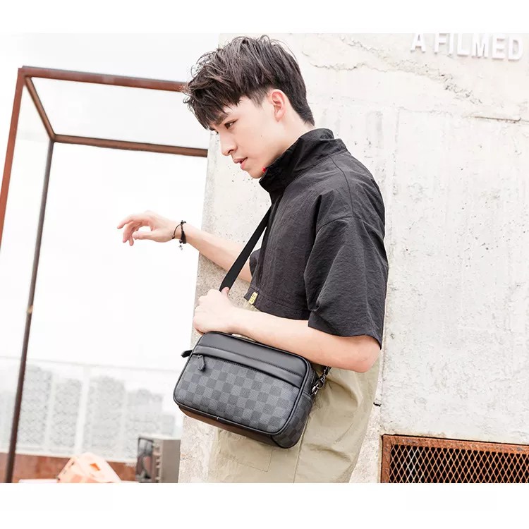 Tas Selempang mini Kulit Pria crme Tas slempang keci hp dompet cowok