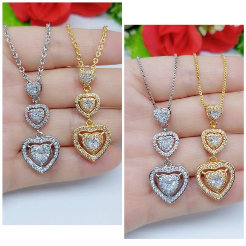 Set Kalung+Liontin Xuping Full Permata lapis emas 18k 063.064