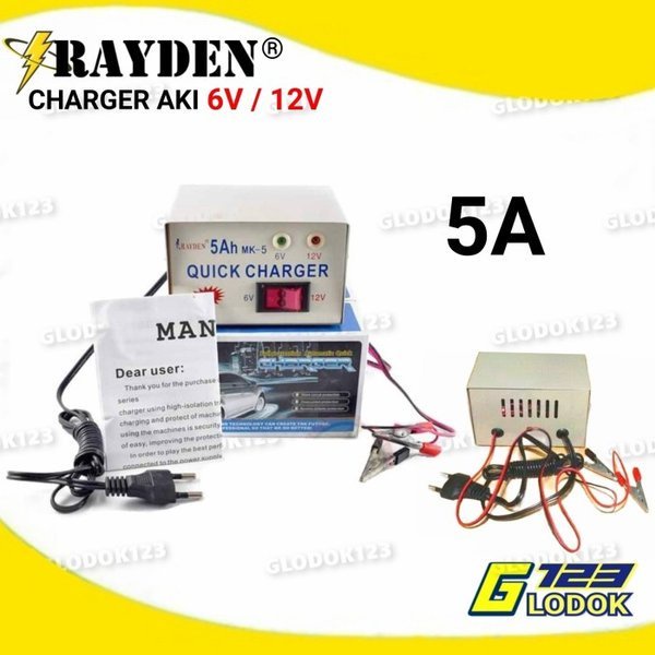 Alat Cas Charger Aki Accu Kering Basah 6V 12V Motor Mobil Truk