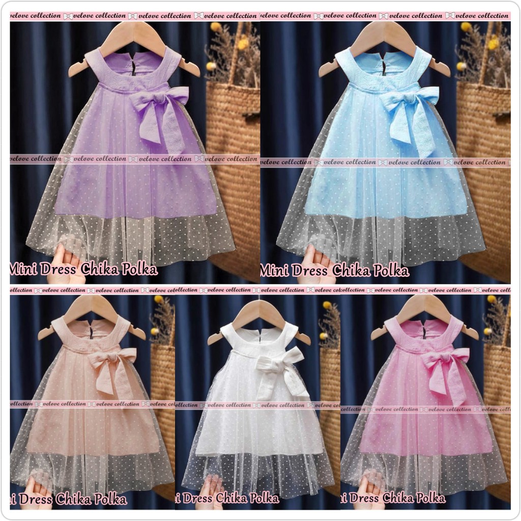 Mini dress Chika polka kiddy Dress Vanesha anvil Fashion Anak Perempuan usia 3-5tahun Dress Baju Ana