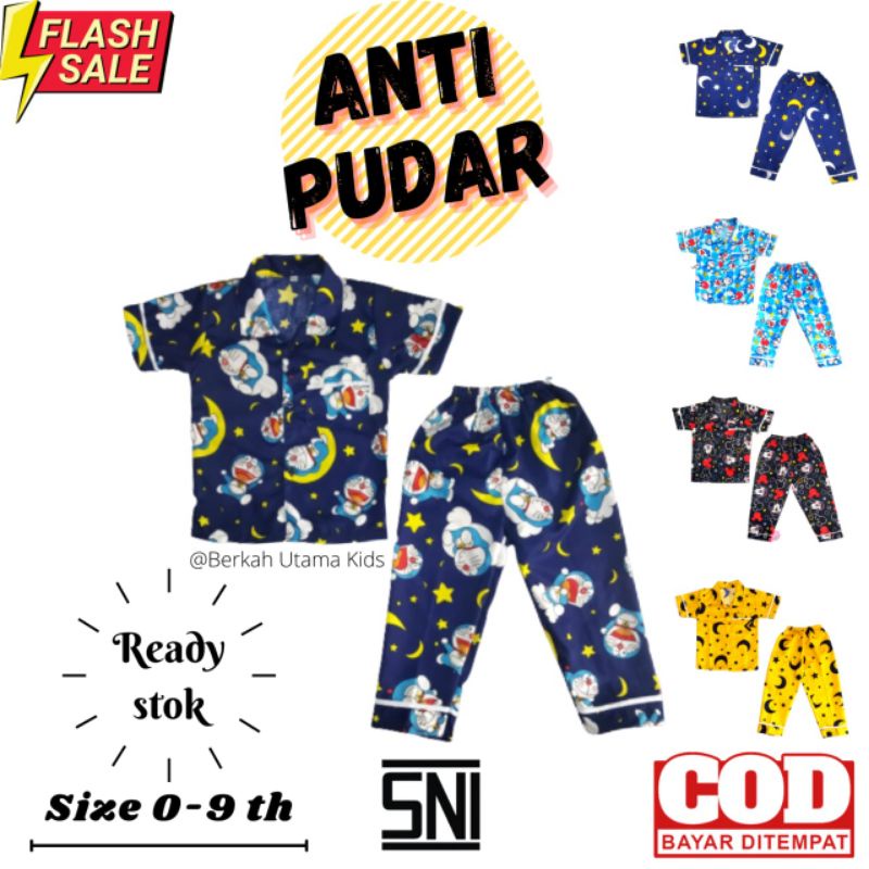 Baju Piyama Piama Tidur Setelan Stelan Anak Doraemon laki laki cowo cowok perempuan cewe cewek micke