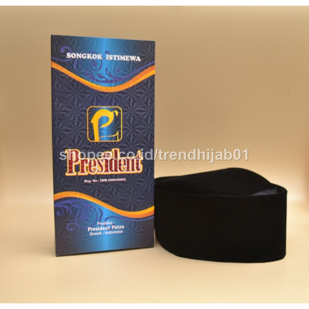 PRESIDENT Songkok Nasional Hitam Susun AC  Awing