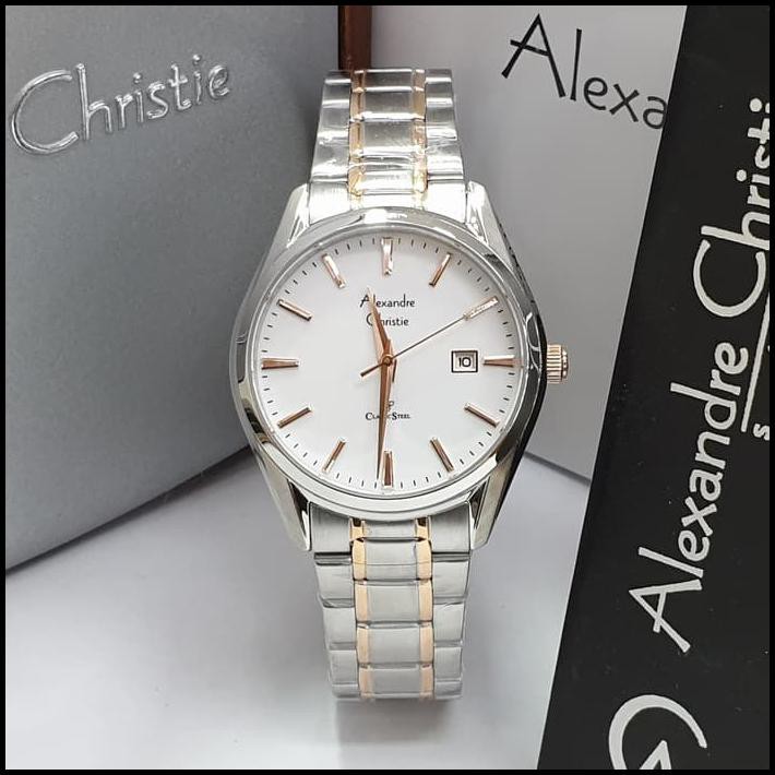 Jam Tangan Wanita Alexandre Christie Ac 8554 Silver Rosegold Original