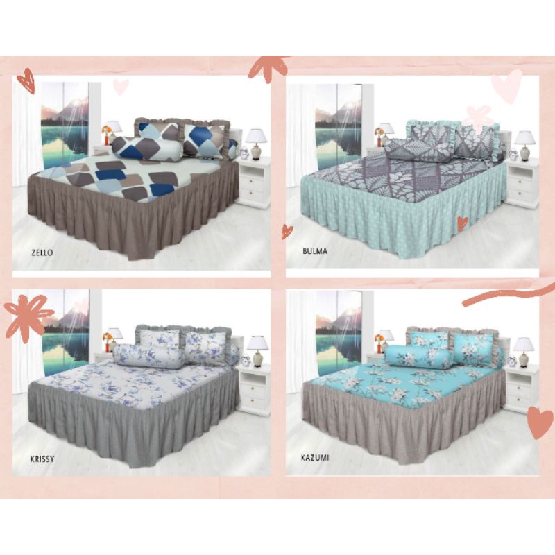 Bedcover Set 180x200 My Love Rumbai / Satu set Bedcover My Love 180x200 Tinggi 30  Cm  /  Bed Cover