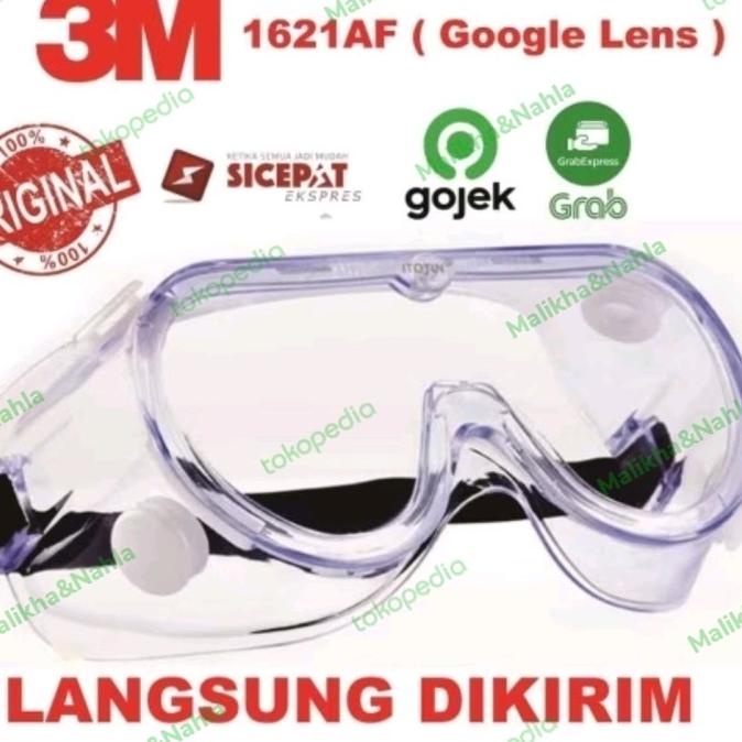 SAFETY GOOGLE 3M 1621 AF / Kacamata Google Lab | Anti-Fog Clear Lens