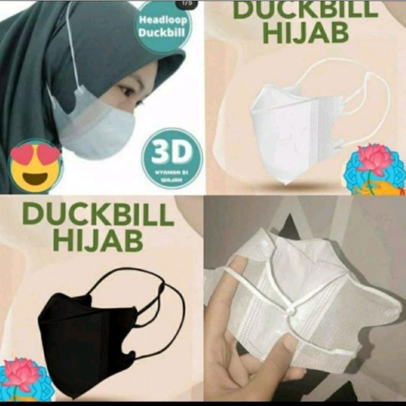 Masker Duckbil Warna Hijab /Masker Duckbill Headloop/Masker Duckbill Earloop Mix Warna isi 50 pc Import