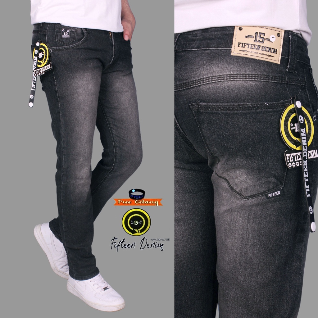 Celana Jeans  panjang pria slimfit Fifteen Casual Premium Quality