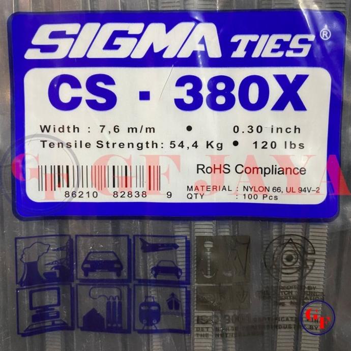 

ONSALE Kabel Ties / Tis Sigma CS 380 X / 38cm / 38 cm Hitam / Putih CS380X