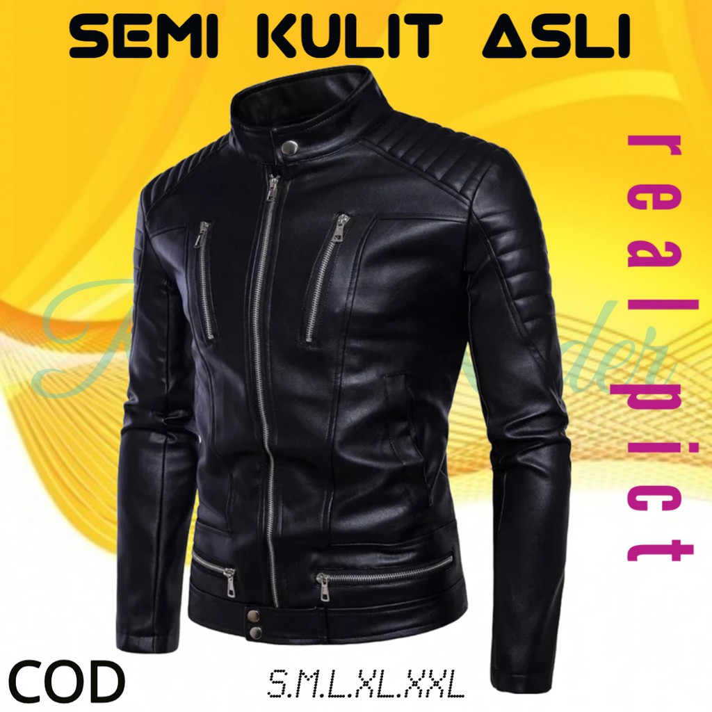 Jaket Kulit Pria Asli Original Sintetis Keren Gaya Terlaris