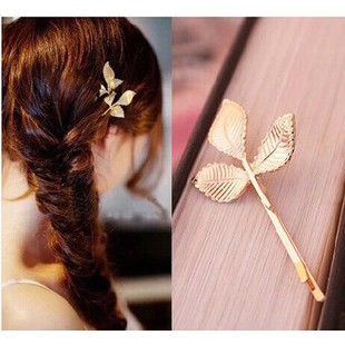 Hairpin Pin Jepitan Rambut DAUN Unik Gold Silver Aksesoris Wanita Cewe Korea Fashion